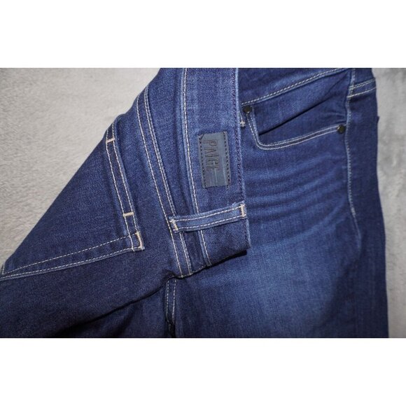 Paige Denim Skyline Straight Distressed Dark Wash Designer Jeans Women’s Size 27 - Picture 9 of 15